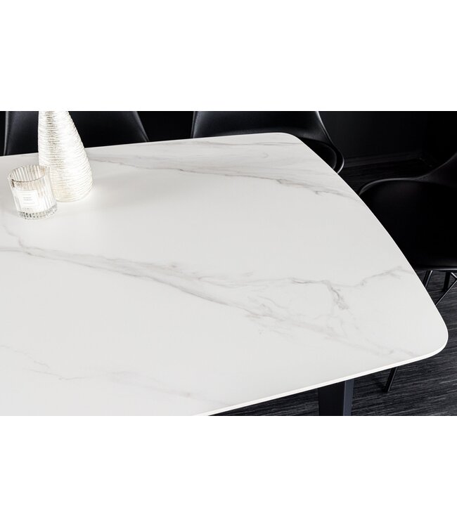 Invicta Interior Eettafel MILANO 180 cm wit marmer keramiek zwart metalen frame - 44766