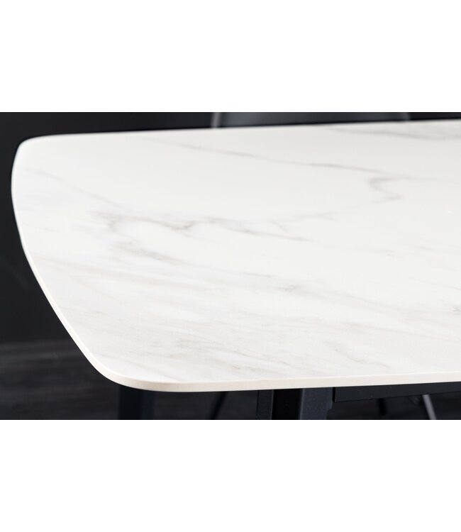 Invicta Interior Eettafel MILANO 180 cm wit marmer keramiek zwart metalen frame - 44766