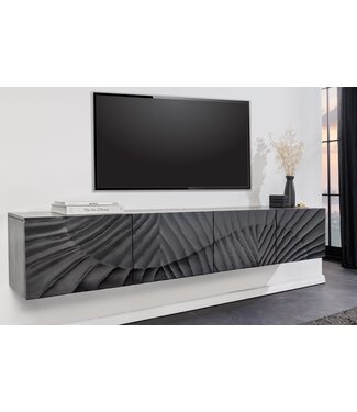 Invicta Interior Solid TV Lowboard SCORPION 200cm Zwart Hangend Mango Hout 3D Design - 44526