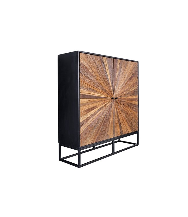 Invicta Interior Massief highboard BARRACUDA 120cm bruin mangohout met teakhouten front zwart metaal - 44989