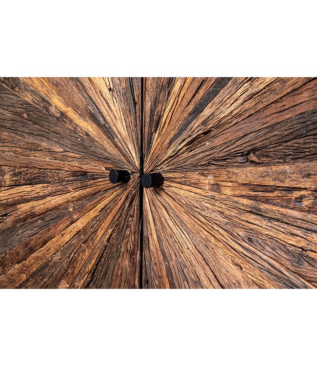 Invicta Interior Massief highboard BARRACUDA 120cm bruin mangohout met teakhouten front zwart metaal - 44989