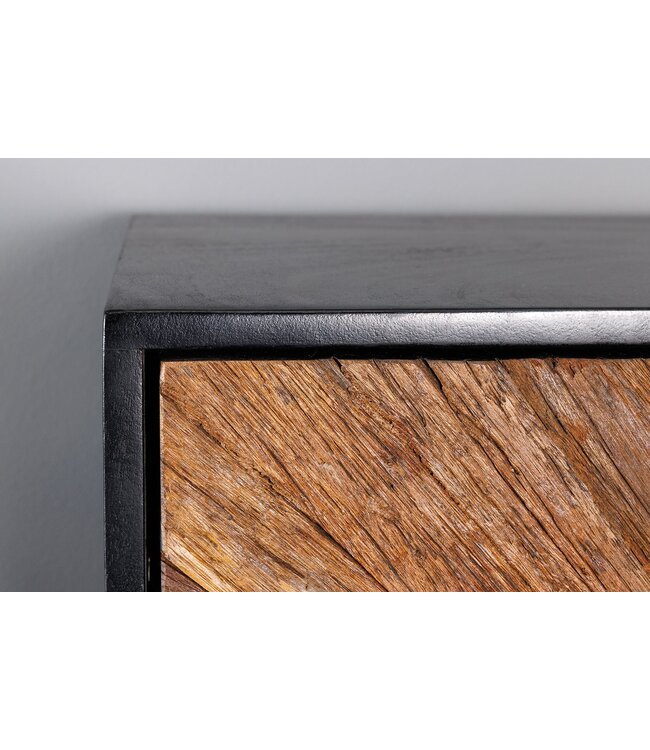 Invicta Interior Massief highboard BARRACUDA 120cm bruin mangohout met teakhouten front zwart metaal - 44989