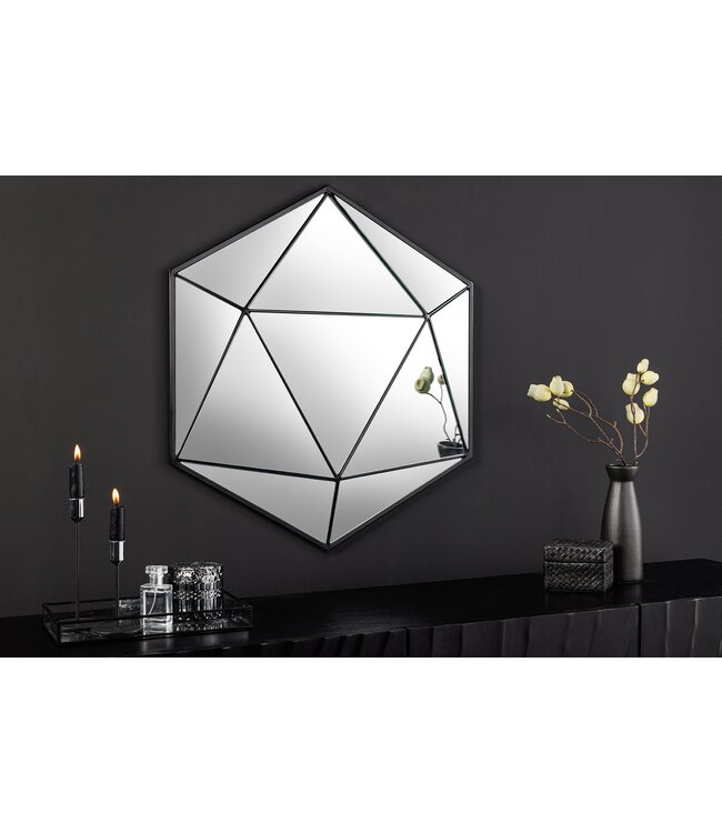 Invicta Interior Design spiegel DIAMOND 65cm zwart metaal handgemaakt - 43824