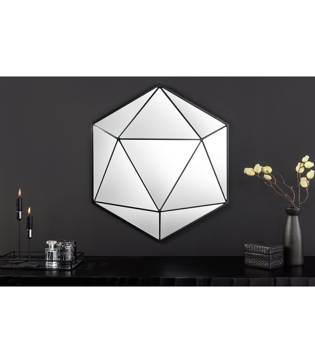 Invicta Interior Design spiegel DIAMOND 65cm zwart metaal handgemaakt - 43824