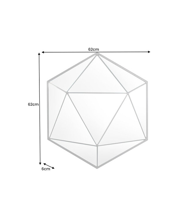 Invicta Interior Design spiegel DIAMOND 65cm zwart metaal handgemaakt - 43824