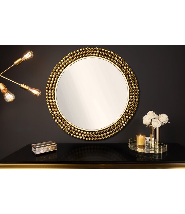 Invicta Interior Ronde wandspiegel PEARLS 75cm goud metaal - 43821