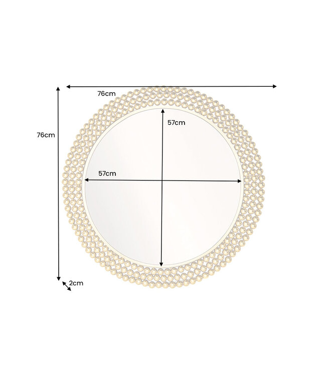 Invicta Interior Ronde wandspiegel PEARLS 75cm goud metaal - 43821