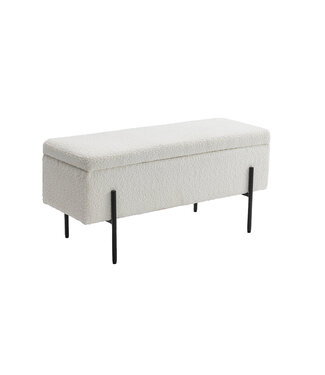 Invicta Interior Bank met opslag LOFT 100cm boucle wit - 45728