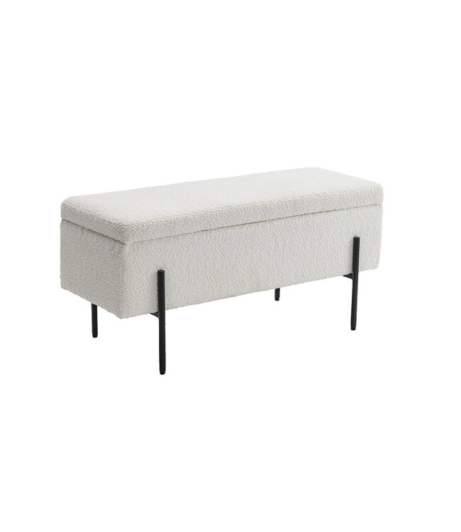 Invicta Interior Bank met opslag LOFT 100cm boucle wit - 45728