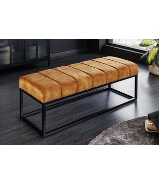 Invicta Interior Moderne bank PETIT BEAUTÉ 110cm mosterdgeel fluweel zwart metalen frame - 44617