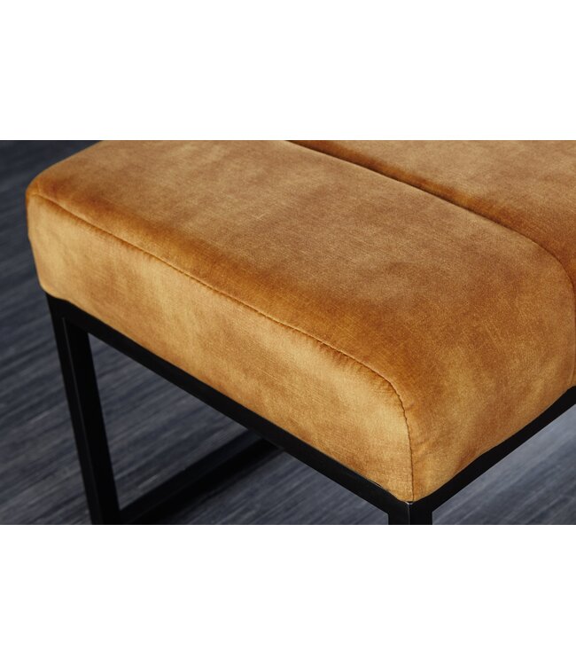 Invicta Interior Moderne bank PETIT BEAUTÉ 110cm mosterdgeel fluweel zwart metalen frame - 44617