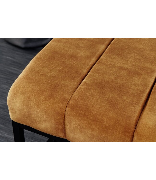 Invicta Interior Moderne bank PETIT BEAUTÉ 110cm mosterdgeel fluweel zwart metalen frame - 44617