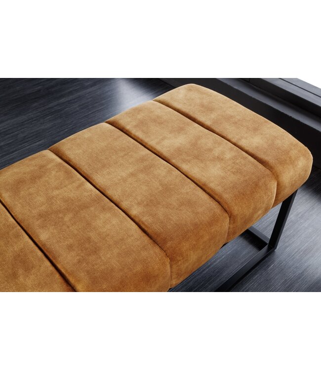 Invicta Interior Moderne bank PETIT BEAUTÉ 110cm mosterdgeel fluweel zwart metalen frame - 44617