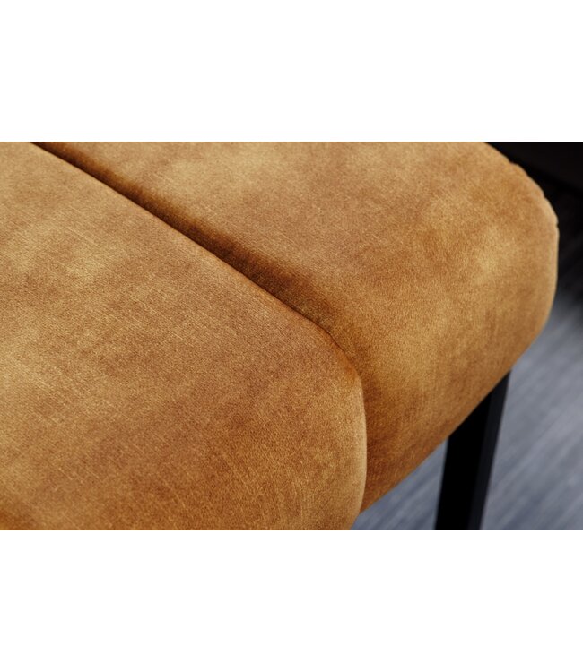 Invicta Interior Moderne bank PETIT BEAUTÉ 110cm mosterdgeel fluweel zwart metalen frame - 44617