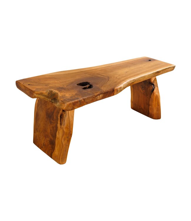 Invicta Interior Massief houten bank ROOT 100cm bruin naturel teakhouten boomstam - 44706