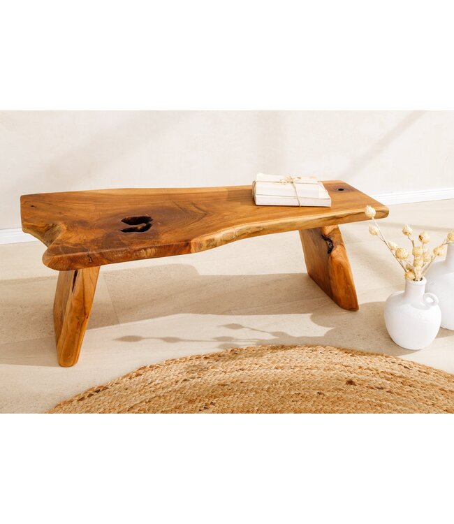 Invicta Interior Massief houten bank ROOT 100cm bruin naturel teakhouten boomstam - 44706