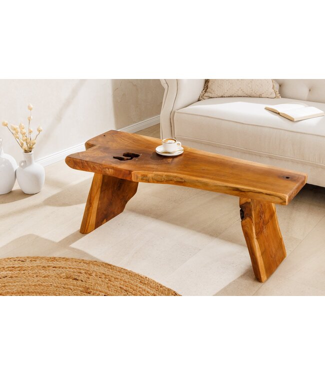 Invicta Interior Massief houten bank ROOT 100cm bruin naturel teakhouten boomstam - 44706