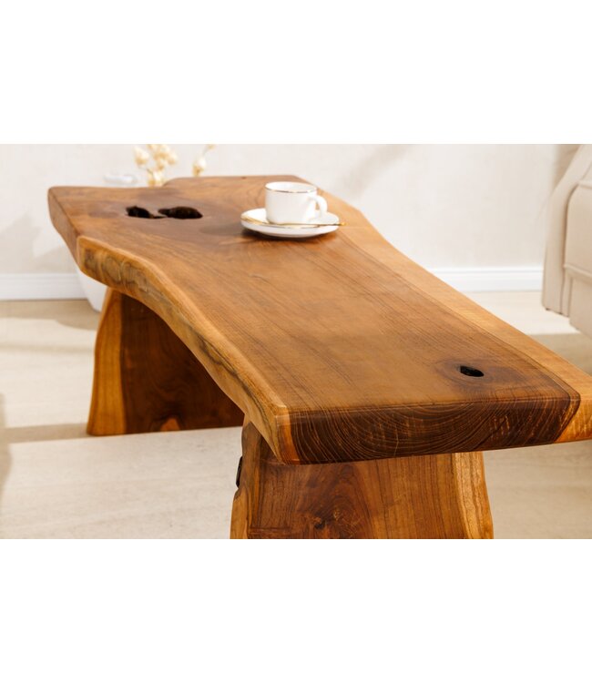 Invicta Interior Massief houten bank ROOT 100cm bruin naturel teakhouten boomstam - 44706