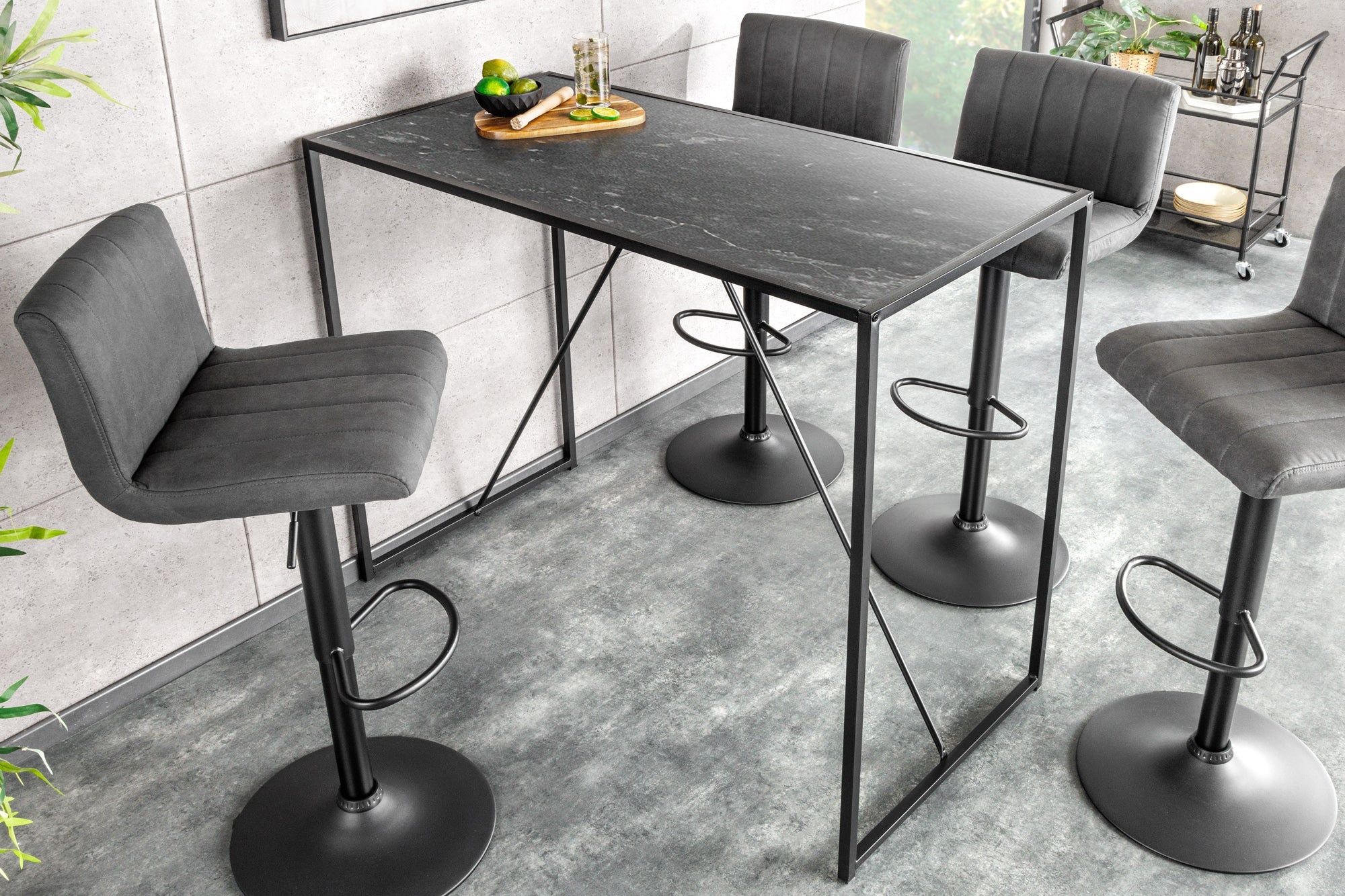 Moderne bartafel SLIM LINE 120 cm grafiet metalen bartafel - 44736 afbeelding