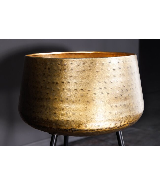 Invicta Interior Set van 2 Bloempot FLOWERS 65cm messing goud zwart gehamerd design - 44860