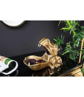 Invicta Interior Handgemaakte Decoratieve Schaal HIPPO 30cm messing goud metaal aluminium - 44883