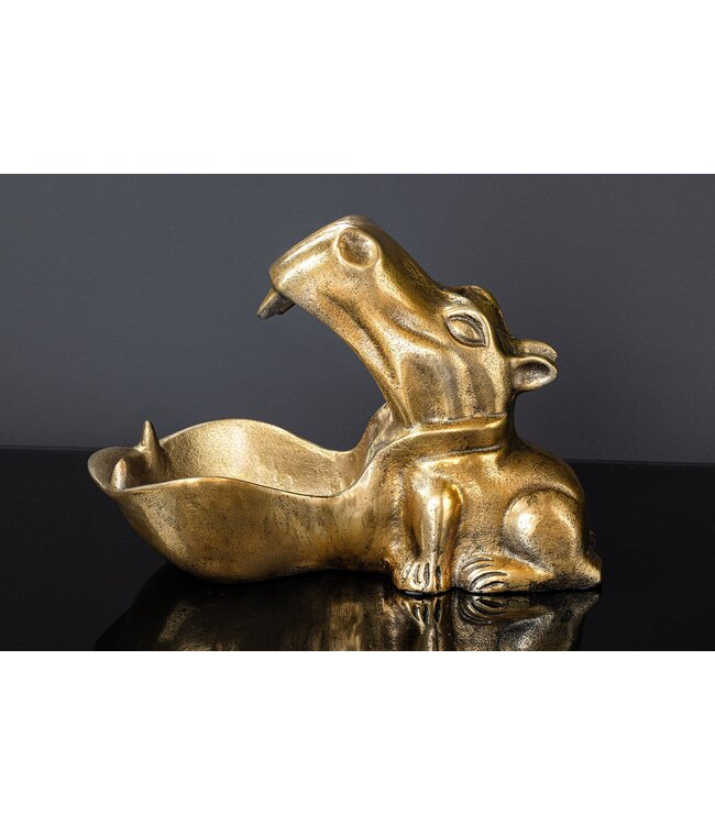 Invicta Interior Handgemaakte Decoratieve Schaal HIPPO 30cm messing goud metaal aluminium - 44883