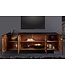 Invicta Interior Hangend dressoir GOLDEN SUNSET 180cm zwart met 3D houtsnijwerk goud massief mango hout handgemaakt - 44525
