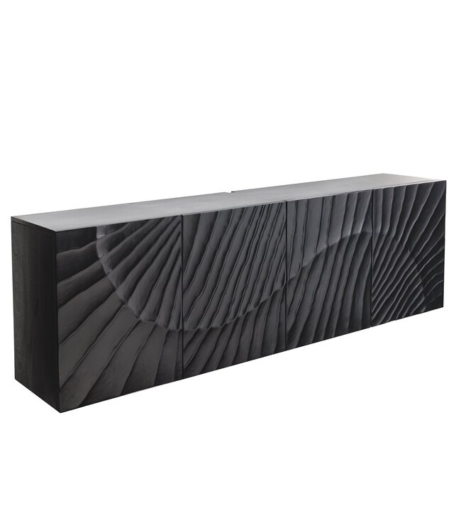 Invicta Interior Massief dressoir SCORPION 180cm zwart hangend mangohout 3D design - 44524