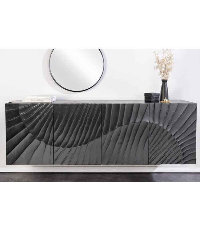 Invicta Interior Massief dressoir SCORPION 180cm zwart hangend mangohout 3D design - 44524