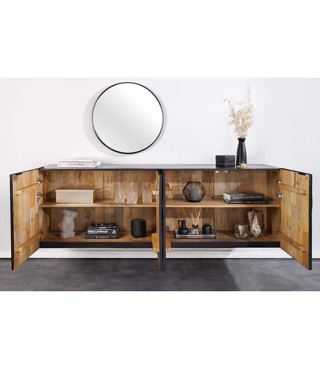 Invicta Interior Massief dressoir SCORPION 180cm zwart hangend mangohout 3D design - 44524