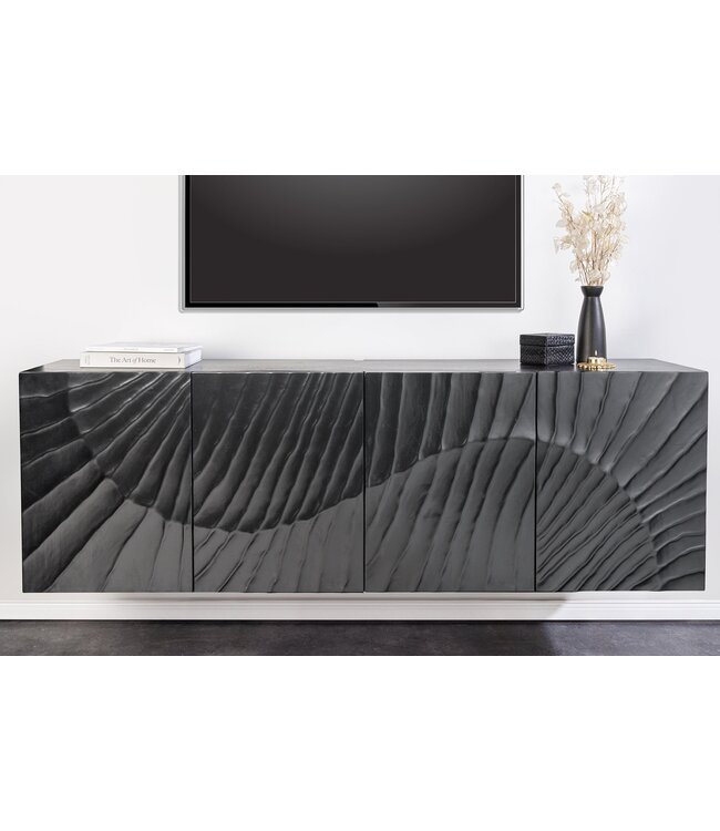 Invicta Interior Massief dressoir SCORPION 180cm zwart hangend mangohout 3D design - 44524