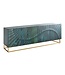 Invicta Interior Massief dressoir SCORPION 180cm turquoise mangohout goud metaal 3D houtsnijwerk - 45644