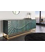 Invicta Interior Massief dressoir SCORPION 180cm turquoise mangohout goud metaal 3D houtsnijwerk - 45644