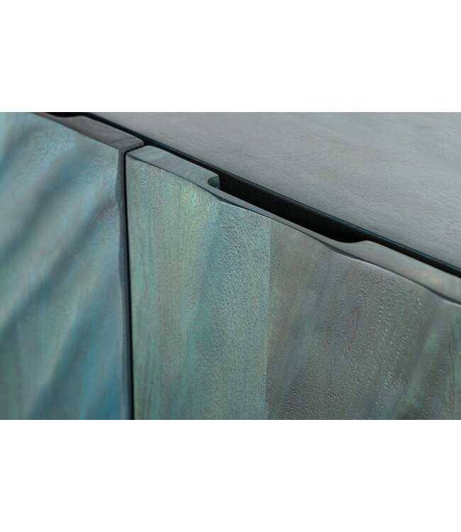 Invicta Interior Massief dressoir SCORPION 180cm turquoise mangohout goud metaal 3D houtsnijwerk - 45644