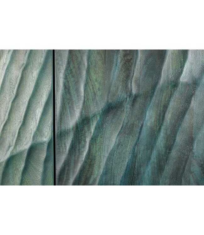 Invicta Interior Massief dressoir SCORPION 180cm turquoise mangohout goud metaal 3D houtsnijwerk - 45644