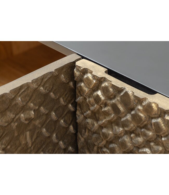 Invicta Interior Massief dressoir SNAKE 160cm bruin mangohout met 3D houtsnijwerk zwart slangendessin - 44656