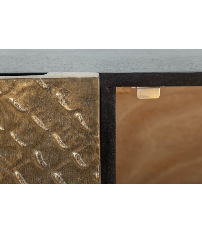 Invicta Interior Massief dressoir SNAKE 160cm bruin mangohout met 3D houtsnijwerk zwart slangendessin - 44656