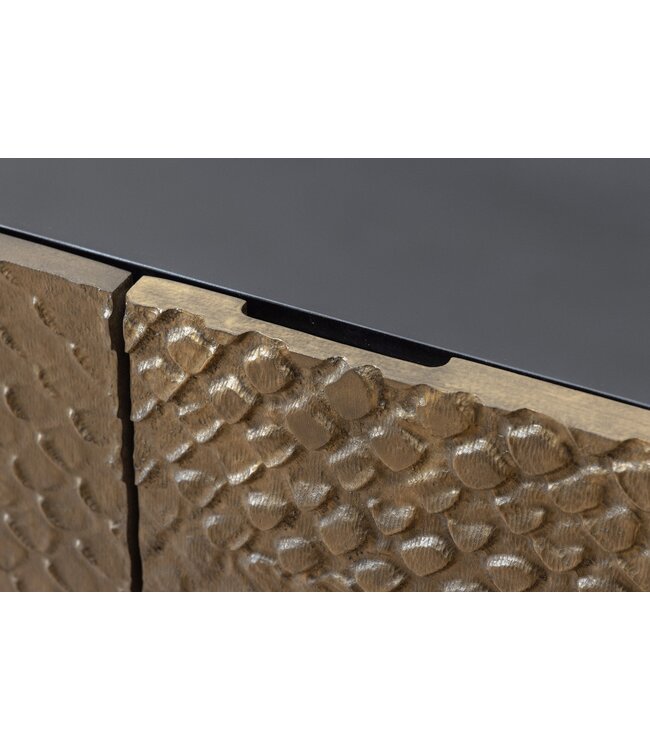 Invicta Interior Massief dressoir SNAKE 160cm bruin mangohout met 3D houtsnijwerk zwart slangendessin - 44656