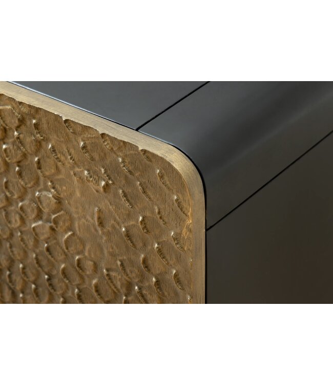 Invicta Interior Massief dressoir SNAKE 160cm bruin mangohout met 3D houtsnijwerk zwart slangendessin - 44656