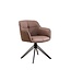 Invicta Interior Draaibare Design Stoel EUPHORIA Bruin Echt Leer Zwart Metalen Frame met Armleuning - 45861