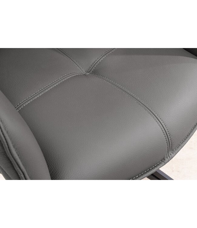 Invicta Interior Draaibare designstoel EUPHORIA Grijs echt leer zwart metalen frame met armleuning - 45860