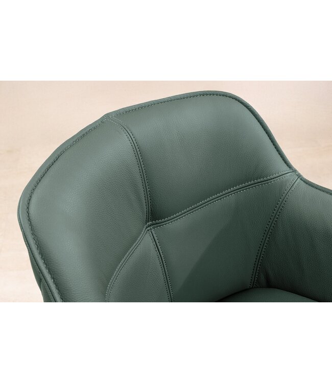 Invicta Interior Draaibare Design Stoel EUPHORIA Groen Echt Leer Zwart Metalen Frame met Armleuning - 45863