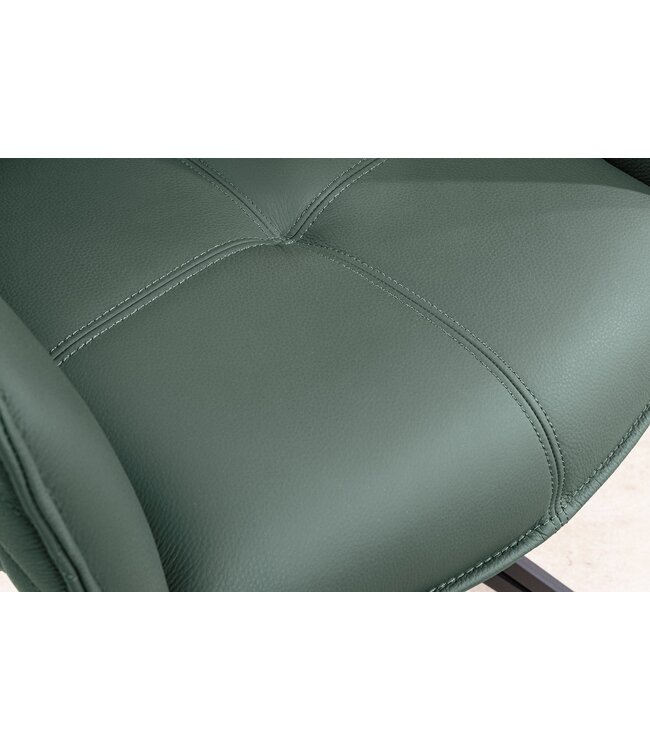 Invicta Interior Draaibare Design Stoel EUPHORIA Groen Echt Leer Zwart Metalen Frame met Armleuning - 45863