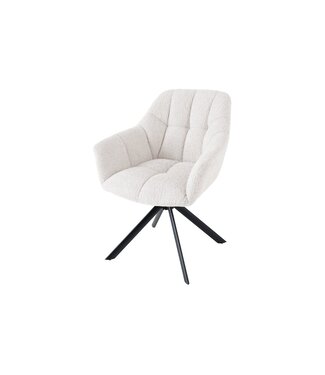 Invicta Interior Draaistoel PAPILLON draaibaar 180 graden met armleuningen boucle wit - 44591