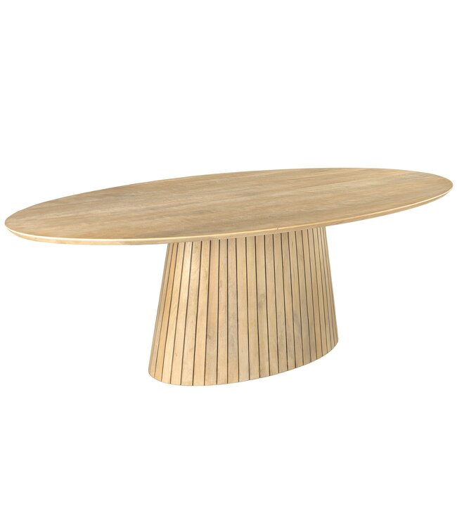 Invicta Interior Ovale eettafel ART DECO 220 cm wit witgekalkt massief mangohout met zuilvoet - 44563