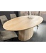 Invicta Interior Ovale eettafel ART DECO 220 cm wit witgekalkt massief mangohout met zuilvoet - 44563