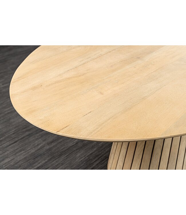 Invicta Interior Ovale eettafel ART DECO 220 cm wit witgekalkt massief mangohout met zuilvoet - 44563