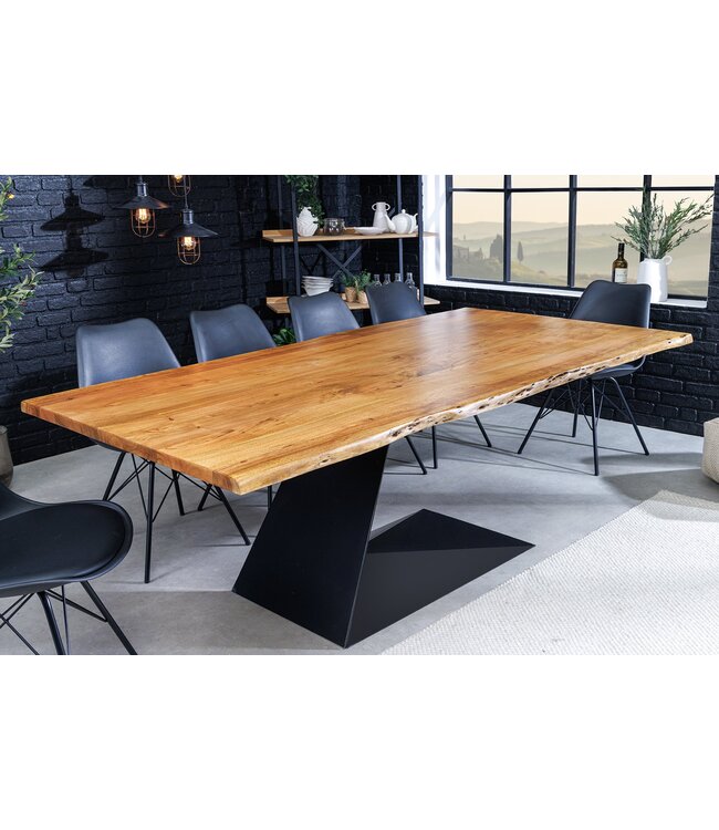Invicta Interior Massieve eettafel MAMMUT BALANCE 200cm naturel bruin acacia zwarte boomrand - 44361