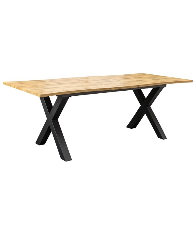 Invicta Interior Eettafel WILD 180-220cm tafelblad 25mm X-poten wild eiken-look naturel extendable - 45079