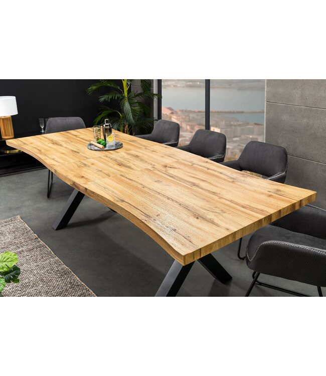 Invicta Interior Uitschuifbare eettafel WILD 180-220cm bruin wild eiken look zwarte boomrand - 45079